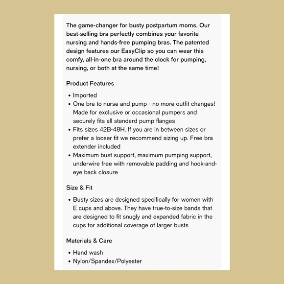 Kindred Bravely Sublime Beige Hands-Free Pumping & Nursing Maternity Bra - S - Picture 11 of 13